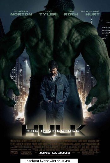hulk (the incredible hulk) data aparitiei: 13 iunie 2008 (super durata: 127 min
despre film:
omul de