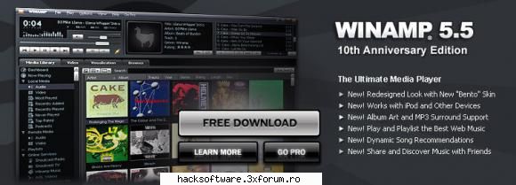 winamp 5.55 pro winamp is a fast, flexible, media player for windows. winamp supports playback of